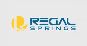 Yellow stylized “R” logo with the text “REGAL SPRINGS” in blue.